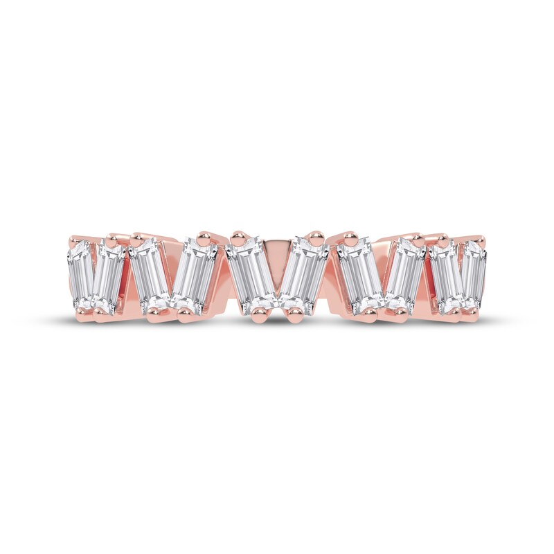 Main Image 3 of Adore Baguette-Cut Diamond Zigzag Stackable Anniversary Ring 1/2 ct tw 14K Rose Gold