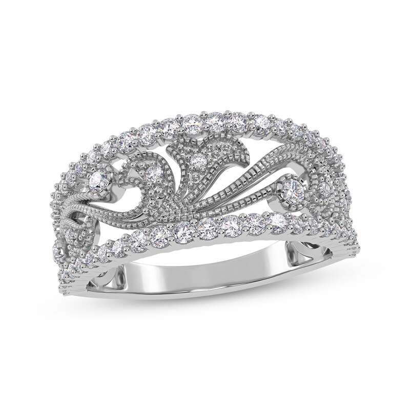 Main Image 1 of Diamond Scroll Filigree Ring 1/2 ct tw 14K White Gold