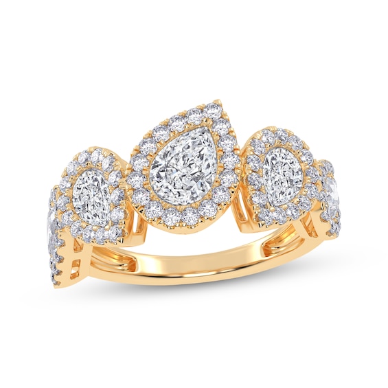 KAY Lab-Grown Diamonds Pear-Shaped Tilted Ring 2 ct tw 14K Yellow Gold