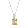 Thumbnail Image 2 of Emerald-Cut Citrine & White Lab-Created Sapphire Hidden Halo Necklace Sterling Silver 18"