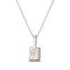 Thumbnail Image 3 of Emerald-Cut Citrine & White Lab-Created Sapphire Hidden Halo Necklace Sterling Silver 18"