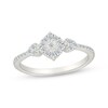 Thumbnail Image 1 of Diamond Cushion Halo & Hearts Promise Ring 1/5 ct tw Sterling Silver