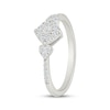 Thumbnail Image 2 of Diamond Cushion Halo & Hearts Promise Ring 1/5 ct tw Sterling Silver