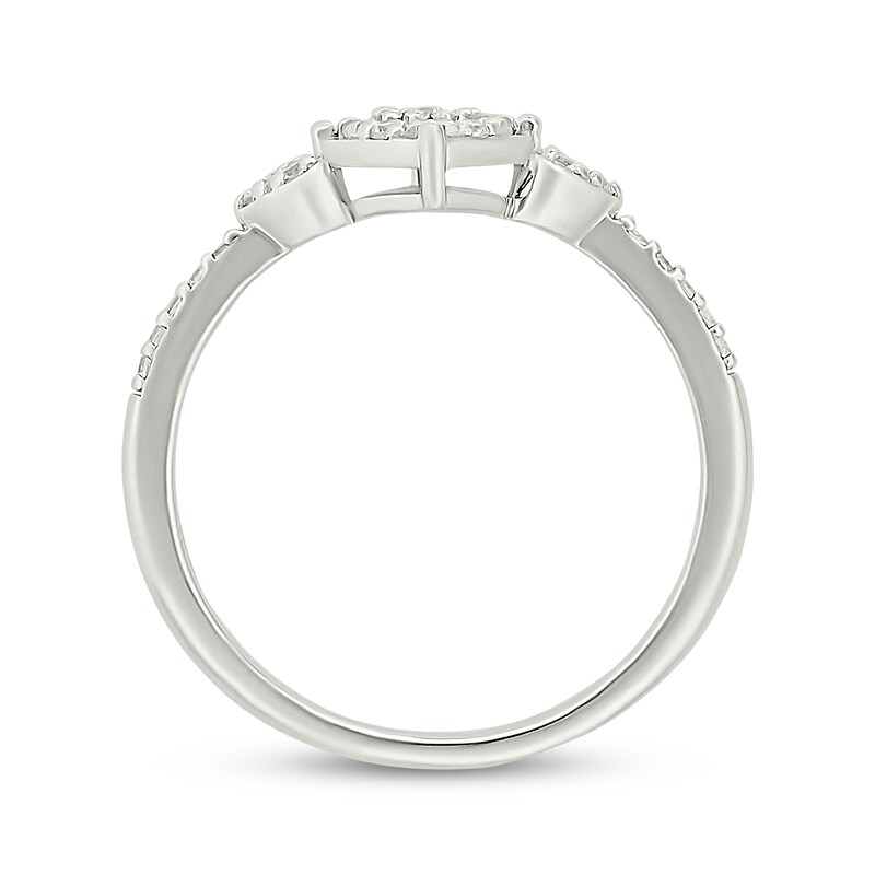 Main Image 3 of Diamond Cushion Halo & Hearts Promise Ring 1/5 ct tw Sterling Silver