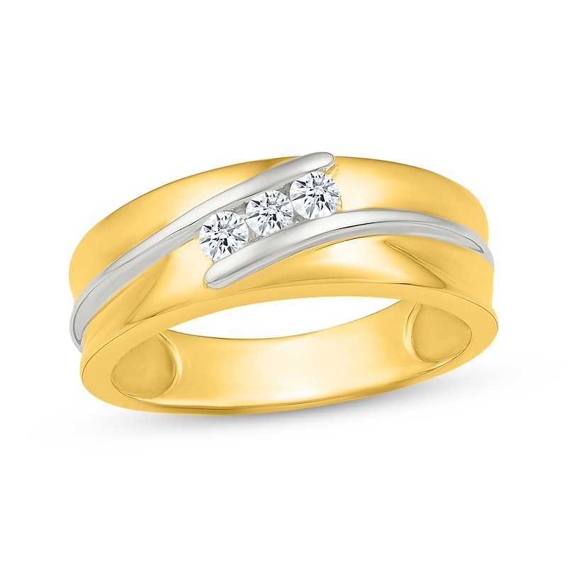 Main Image 1 of Adore Men's Diamond Three-Stone Wedding Band 1/5 ct tw 14K Yellow Gold