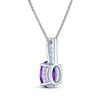 Thumbnail Image 3 of Oval-Cut Amethyst & White Lab-Created Sapphire Drop Necklace Sterling Silver 18"