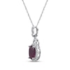 Thumbnail Image 2 of Oval-Cut Rhodolite Garnet & Diamond Drop Necklace 1/10 ct tw 10K White Gold 18"