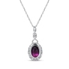 Thumbnail Image 3 of Oval-Cut Rhodolite Garnet & Diamond Drop Necklace 1/10 ct tw 10K White Gold 18"