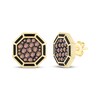 Thumbnail Image 1 of Men's Brown Diamond & Black Enamel Octagon Stud Earrings 3/4 ct tw 10K Yellow Gold