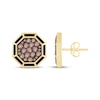 Thumbnail Image 3 of Men's Brown Diamond & Black Enamel Octagon Stud Earrings 3/4 ct tw 10K Yellow Gold