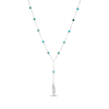 Thumbnail Image 1 of Turquoise Bead & White Lab-Created Sapphire Feather Y-Drop Necklace Sterling Silver 20"