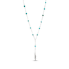 Thumbnail Image 2 of Turquoise Bead & White Lab-Created Sapphire Feather Y-Drop Necklace Sterling Silver 20"