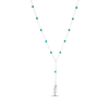 Thumbnail Image 3 of Turquoise Bead & White Lab-Created Sapphire Feather Y-Drop Necklace Sterling Silver 20"