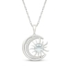 Thumbnail Image 1 of White Lab-Created Sapphire Crescent Moon & Sun Necklace Sterling Silver 18"