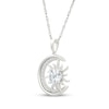 Thumbnail Image 2 of White Lab-Created Sapphire Crescent Moon & Sun Necklace Sterling Silver 18"