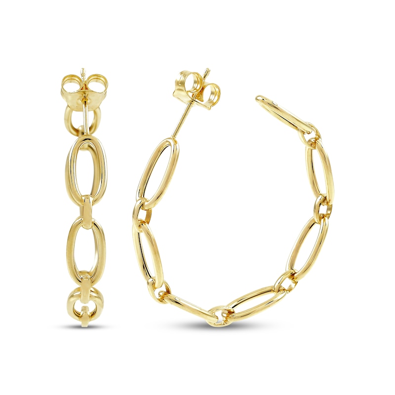 Main Image 1 of Paperclip Hoop Earrings 10K Yellow Gold 25mm