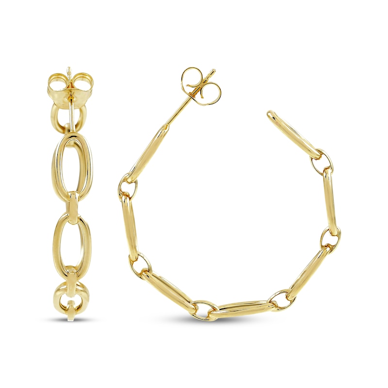 Main Image 3 of Paperclip Hoop Earrings 10K Yellow Gold 25mm