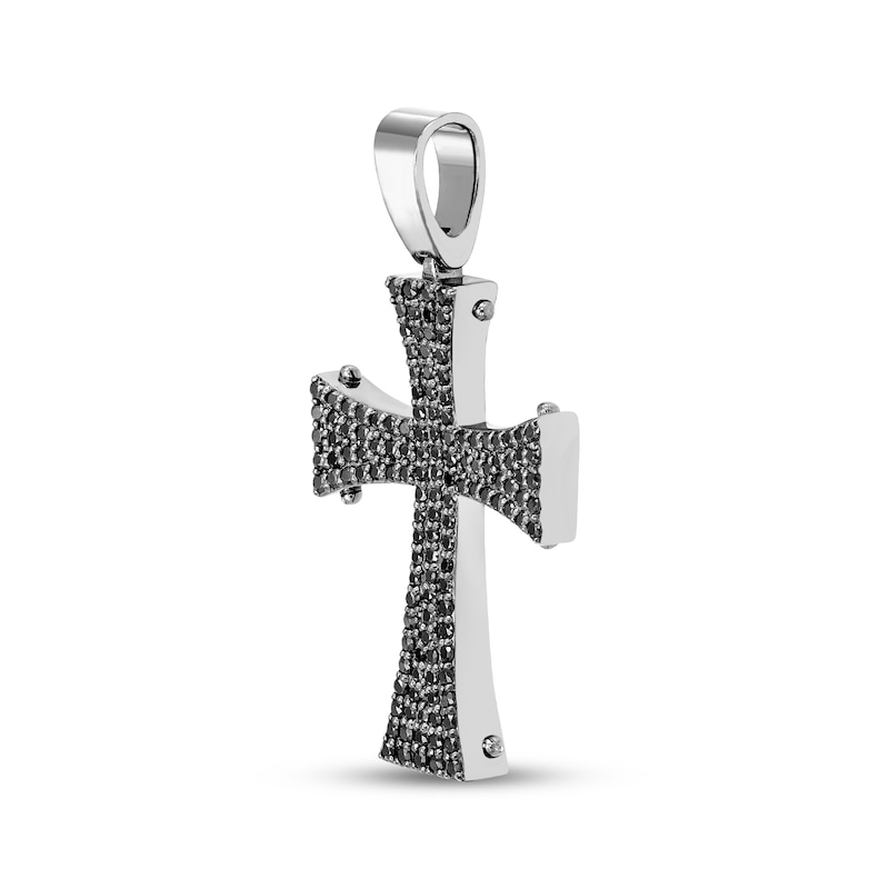 Main Image 2 of Men's Black Diamond Cross Charm 1 ct tw Sterling Silver