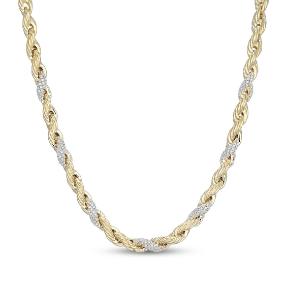 KAY Lab-Grown Diamonds Men's Twist Link Necklace 1-3/8 ct tw 10K Yellow Gold 20"