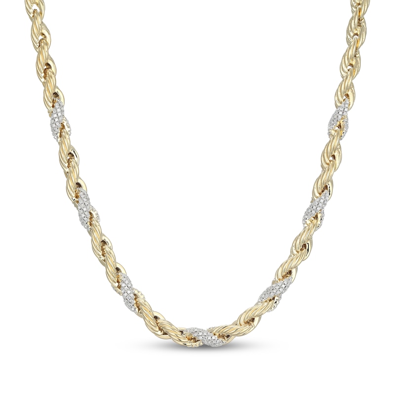 Main Image 1 of KAY Lab-Grown Diamonds Men's Twist Link Necklace 1-3/8 ct tw 10K Yellow Gold 20"