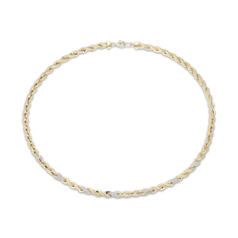 Main Image 2 of KAY Lab-Grown Diamonds Men's Twist Link Necklace 1-3/8 ct tw 10K Yellow Gold 20"