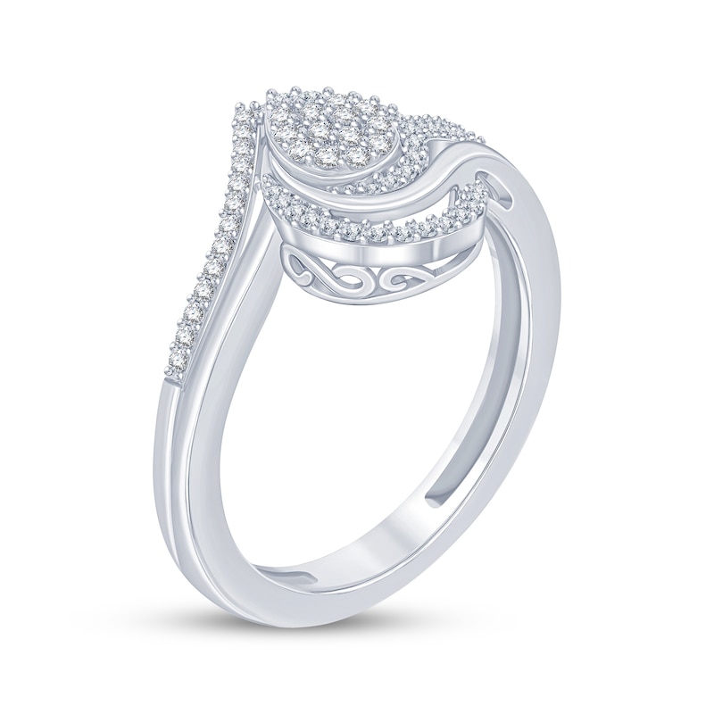 Main Image 2 of Multi-Diamond Pear-Shaped Bypass Fashion Ring 1/5 ct tw Sterling Silver