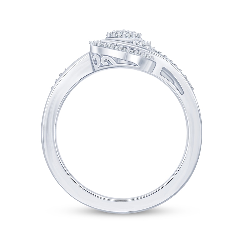 Main Image 3 of Multi-Diamond Pear-Shaped Bypass Fashion Ring 1/5 ct tw Sterling Silver