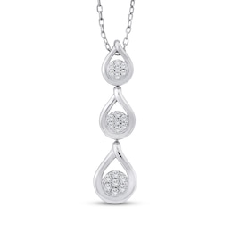 Memories Moments Magic Multi-Diamond Graduated Teardrop Necklace 1/6 ct tw 10K White Gold 18"