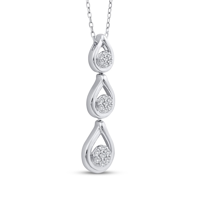Main Image 2 of Memories Moments Magic Multi-Diamond Graduated Teardrop Necklace 1/6 ct tw 10K White Gold 18"