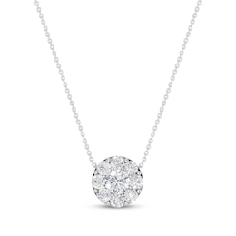KAY Lab-Grown Diamonds Halo Necklace 1/2 ct tw 10K White Gold 18"