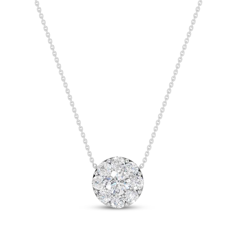 Main Image 1 of KAY Lab-Grown Diamonds Halo Necklace 1/2 ct tw 10K White Gold 18"