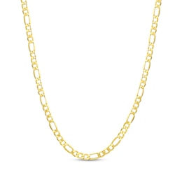 3.4mm Figaro Chain Necklace Hollow 18K Yellow Gold 22"