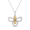 Thumbnail Image 1 of Pear-Shaped & Round-Cut Citrine & White Lab-Created Sapphire Firefly Necklace Sterling Silver 18"