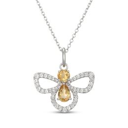 Pear-Shaped & Round-Cut Citrine & White Lab-Created Sapphire Firefly Necklace Sterling Silver 18"