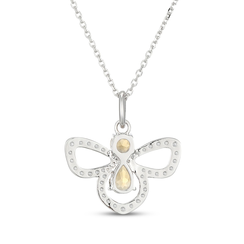 Main Image 3 of Pear-Shaped & Round-Cut Citrine & White Lab-Created Sapphire Firefly Necklace Sterling Silver 18"