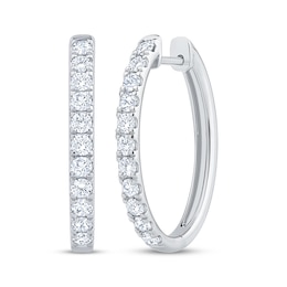 Adore Heirloom Certified Diamond Oval Hoop Earrings 1 ct tw 18K White Gold