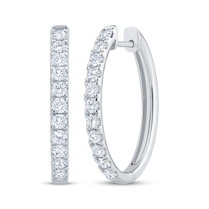 Main Image 1 of Adore Heirloom Certified Diamond Oval Hoop Earrings 1 ct tw 18K White Gold