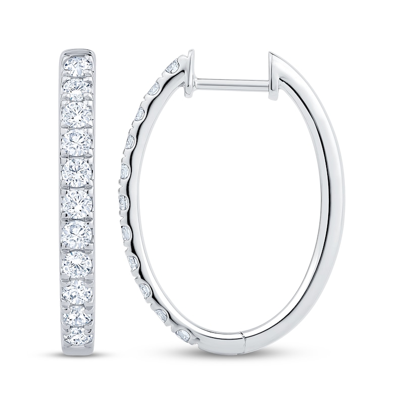 Main Image 3 of Adore Heirloom Certified Diamond Oval Hoop Earrings 1 ct tw 18K White Gold
