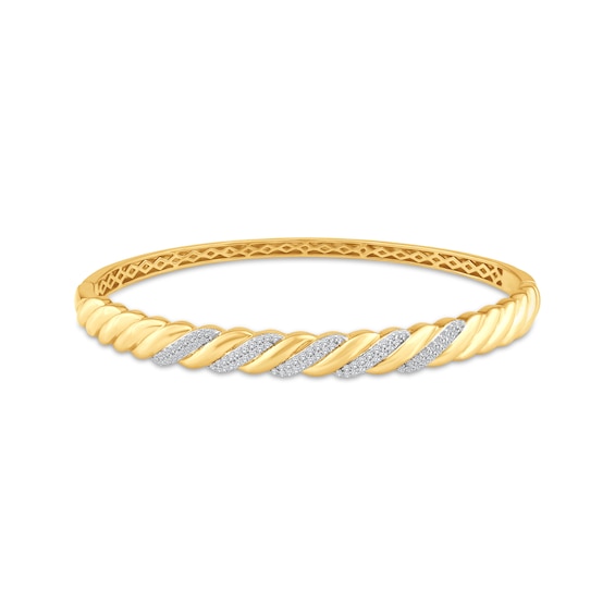 Lab-Grown Diamond S-Curve Bangle Bracelet 1/2 ct tw 24K Yellow Gold Vermeil Sterling Silver 7"