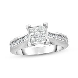 Adore Princess-Cut Multi-Diamond Engagement Ring 1 ct tw 10K White Gold