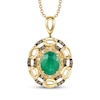 Thumbnail Image 1 of Le Vian Oval-Cut Emerald Link Frame Necklace 1/5 ct tw Diamonds 14K Honey Gold 20"