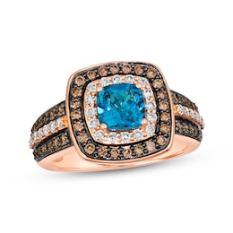 Le Vian Cushion-Cut Blue Topaz Ring 7/8 ct tw Diamonds 14K Strawberry Gold