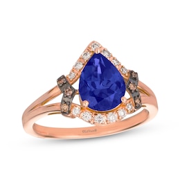 Le Vian Pear-Shaped Tanzanite Ring 1/6 ct tw Diamonds 14K Strawberry Gold