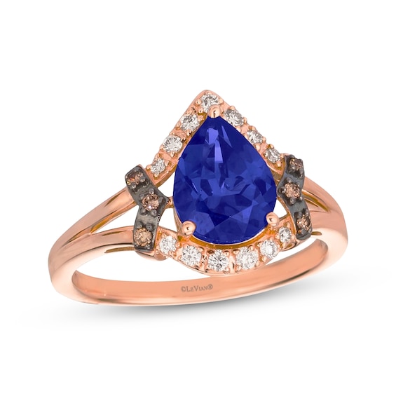 Le Vian Pear-Shaped Tanzanite Ring 1/6 ct tw Diamonds 14K Strawberry Gold