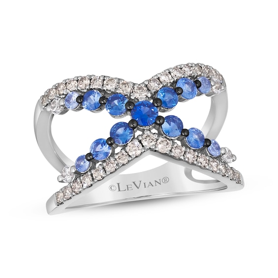Le Vian Denim Ombré Sapphire Crossover Ring 3/8 ct tw Diamonds 14K Vanilla Gold