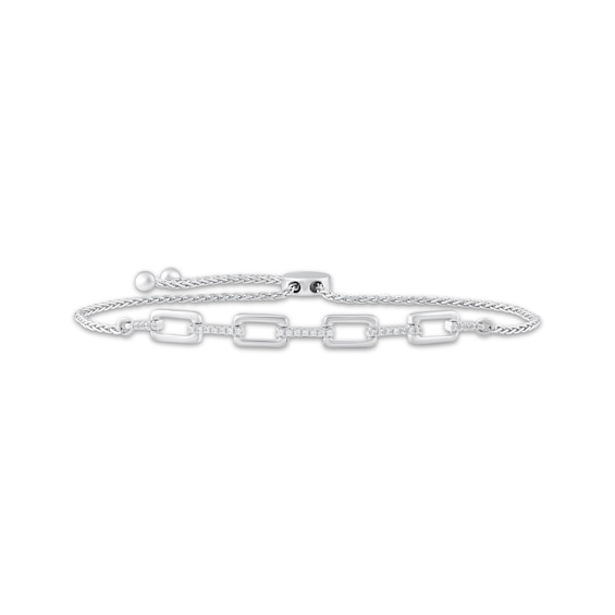 Diamond Link Bolo Bracelet 1/5 ct tw Sterling Silver 9.25"