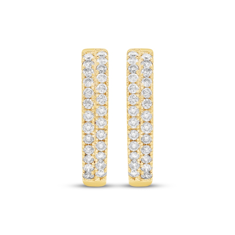 Main Image 2 of Diamond Two-Row Hoop Earrings 1 ct tw 10K Yellow Gold