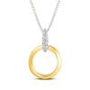 Thumbnail Image 1 of Diamond Accent Doorknocker Circle Necklace Sterling Silver & 10K Yellow Gold 18"