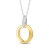 Thumbnail Image 2 of Diamond Accent Doorknocker Circle Necklace Sterling Silver & 10K Yellow Gold 18"