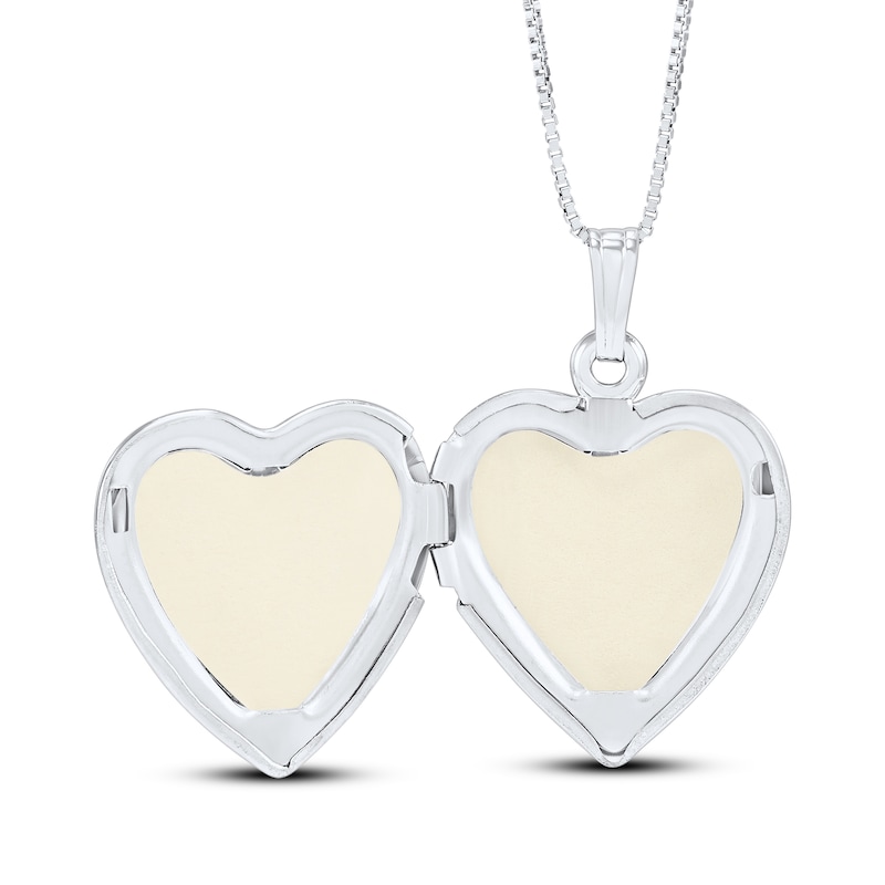 Main Image 3 of Heart-Shaped Mother-of-Pearl Locket Necklace Sterling Silver 18"